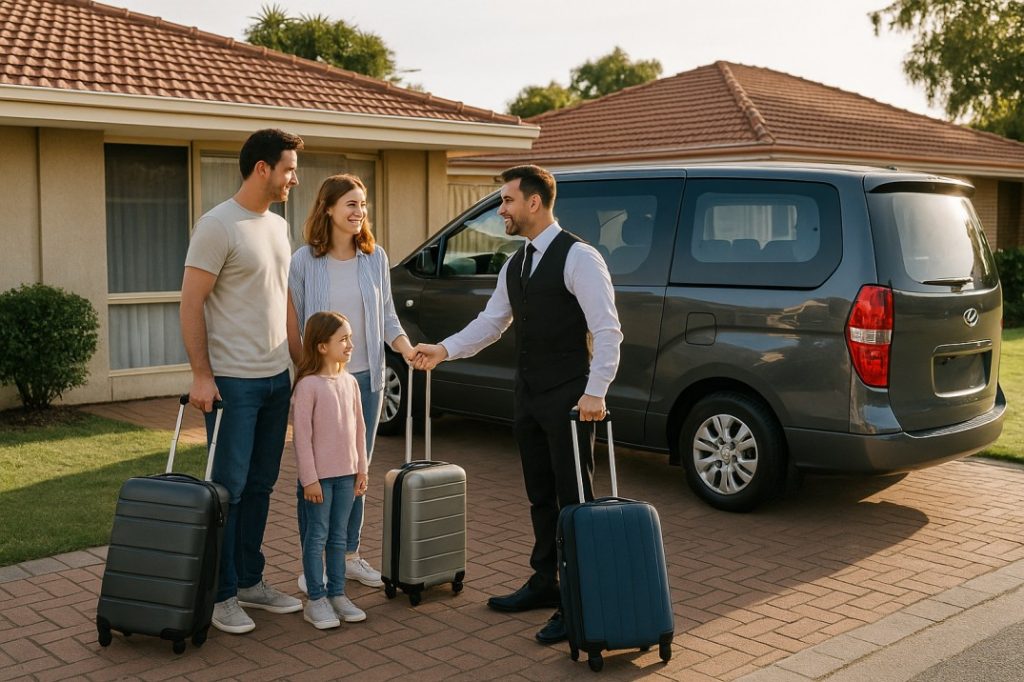 Airport driver assisting family at home in Mandurah