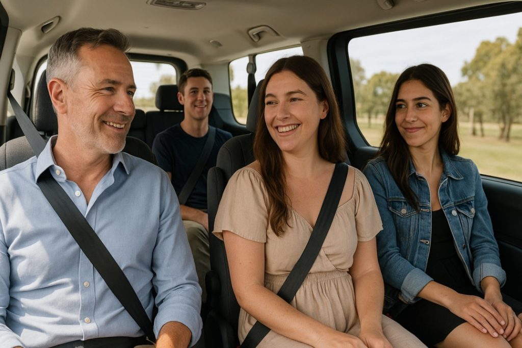 passengers enjoying the comfort  of the vehicle during a private transfer in mandurah