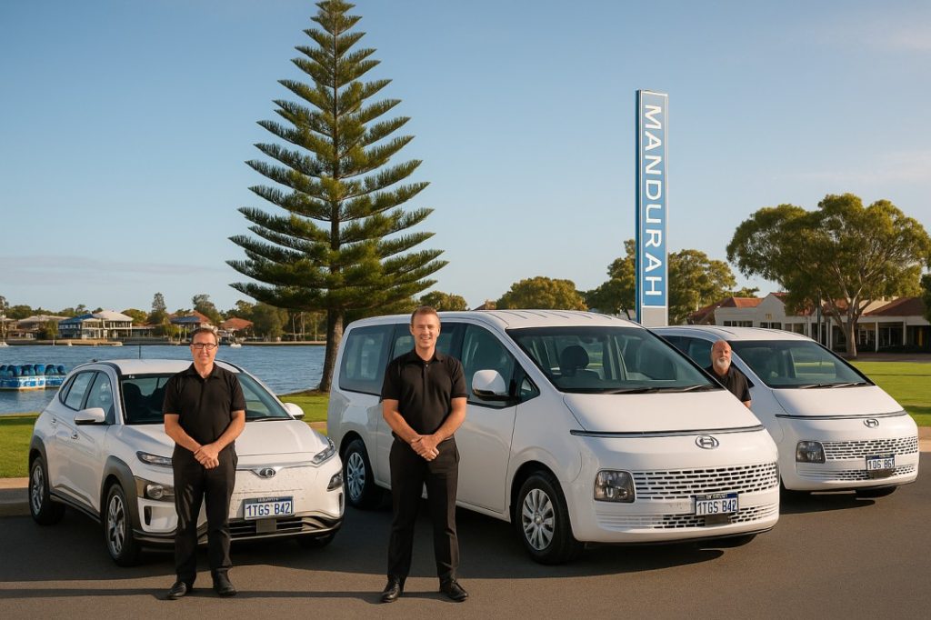 a nice picture of the vehicles with the local driver at a top local spot in mandurah