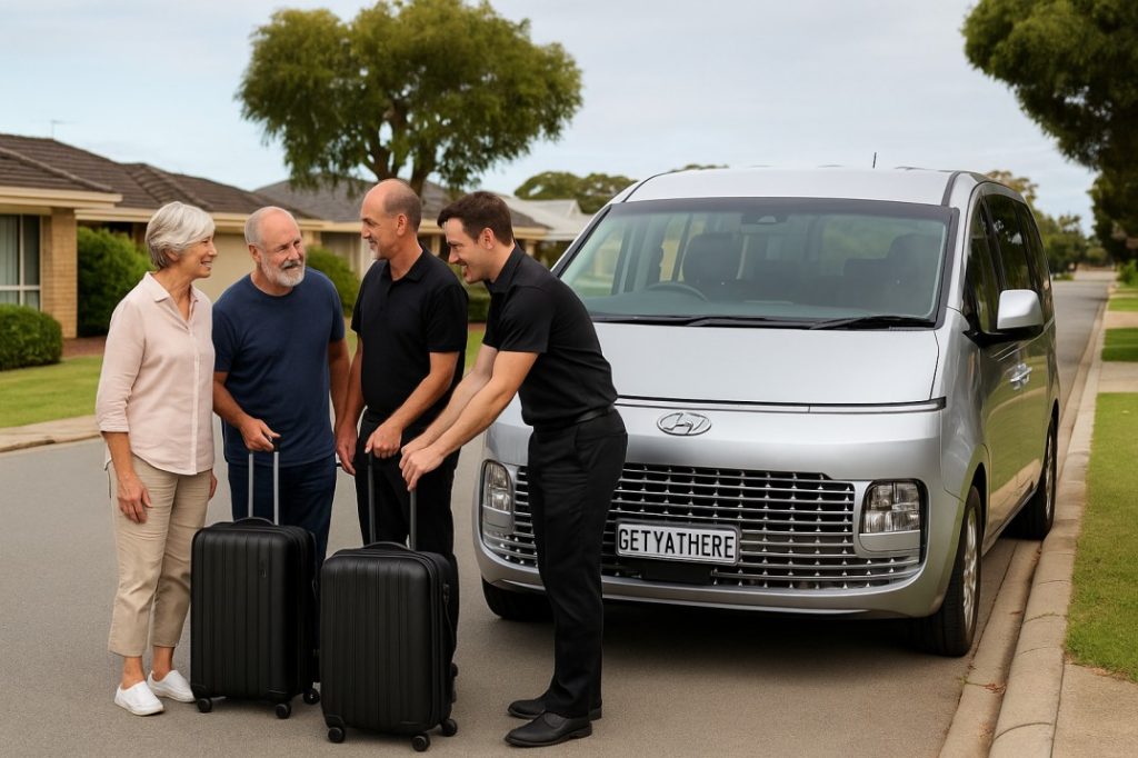 Mandurah airport transfer driver helping passengers with bags