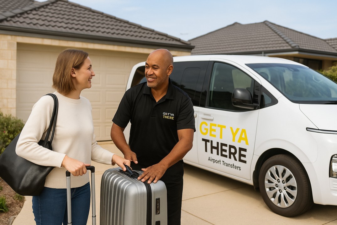 Mandurah airport transfers FAQ Get Ya There driver assisting passenger