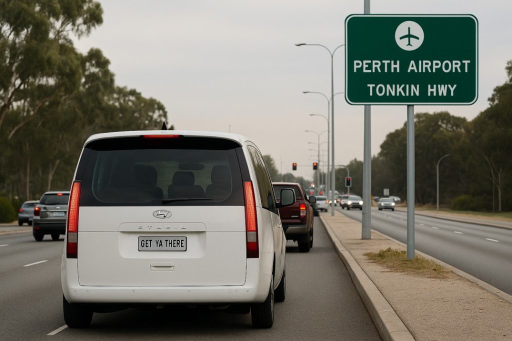 Peak hour traffic affecting travel time Mandurah to Perth Airport